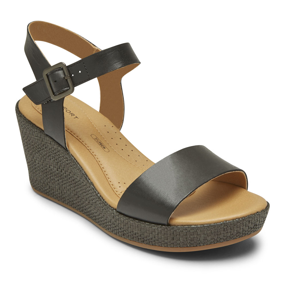 Rockport Sandaler Dame Svart - Lyla Ankle-Strap - XKDQ61807